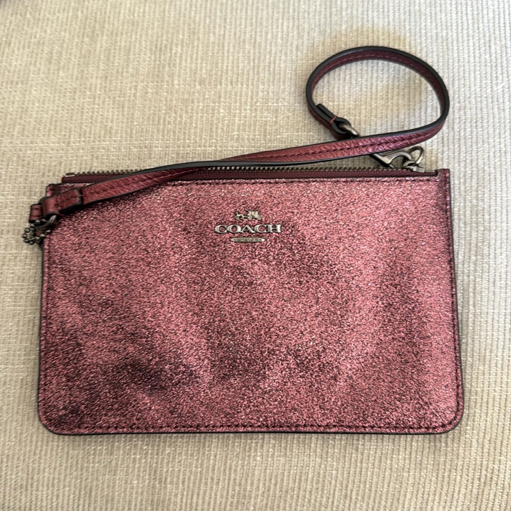 Coach Metallic Cherry Glitter Small Wristlet